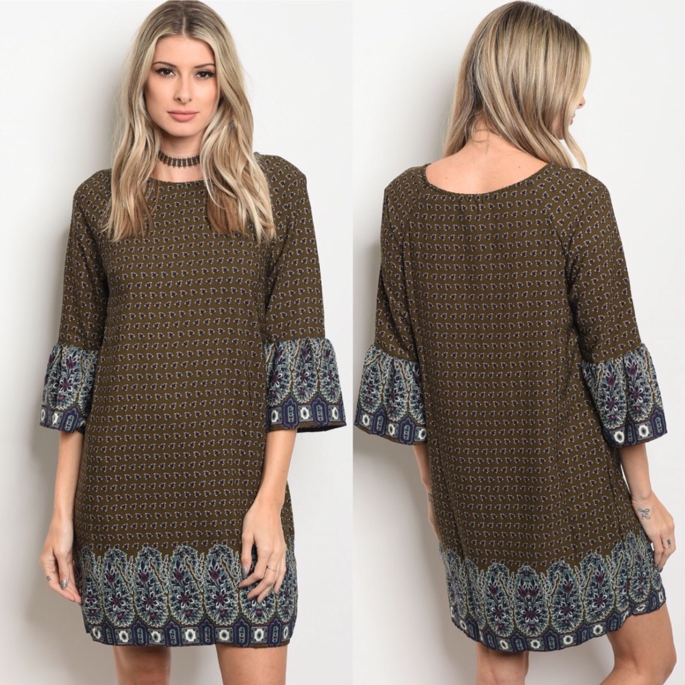 NWT Women’s Olive Print Tunic Dress
